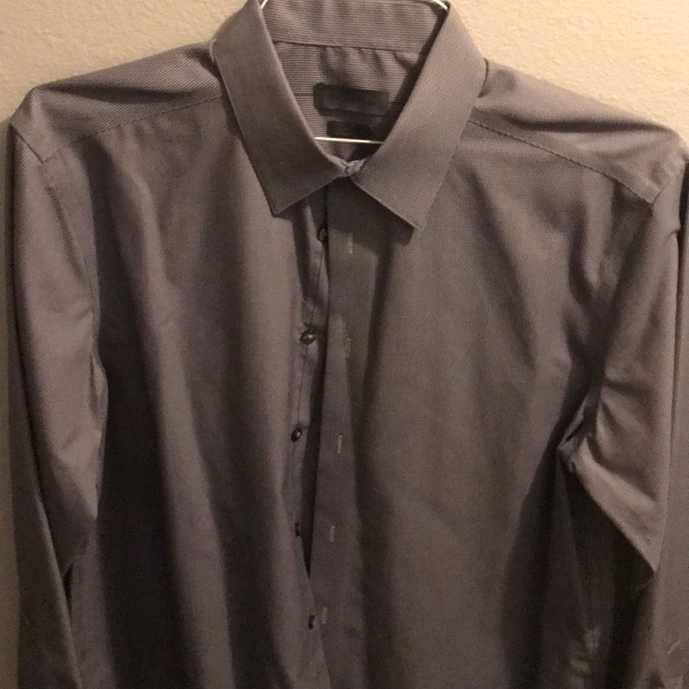Calvin Klein Dress Shirt 16-32/33 Gray Slim Fit
